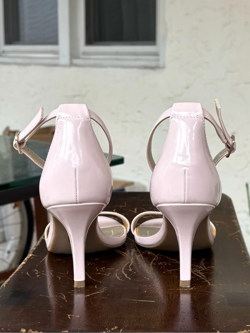 Bandolino Madia Blush Pink Patent Ankle Strap Heels Sandals 7.5M